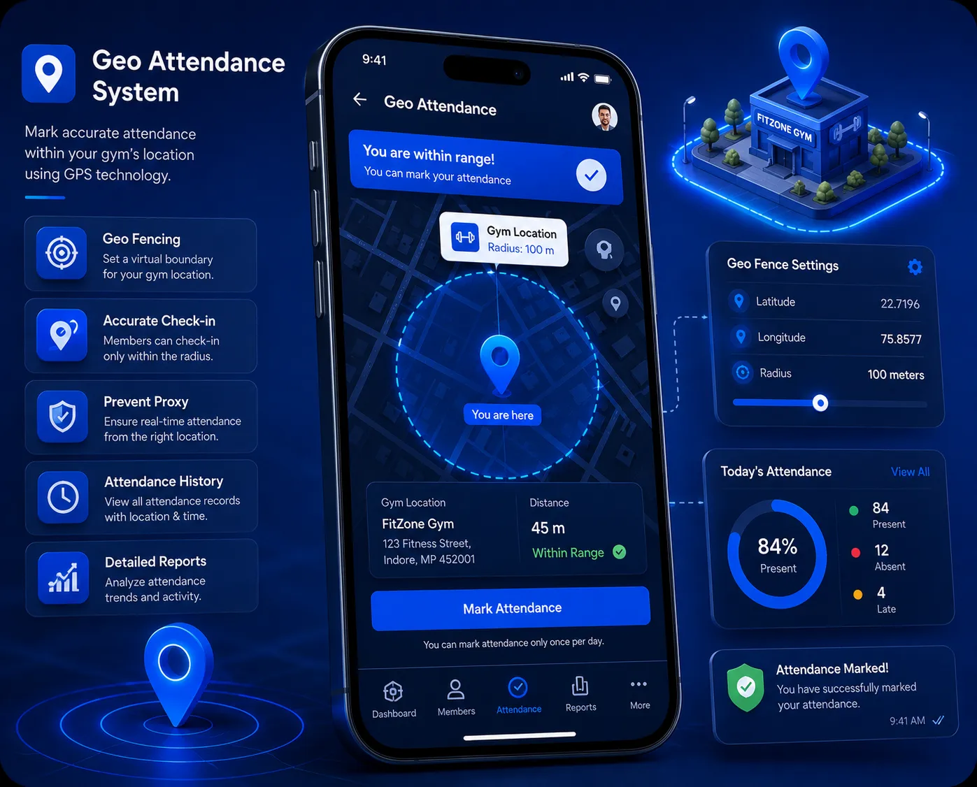GPS attendance map