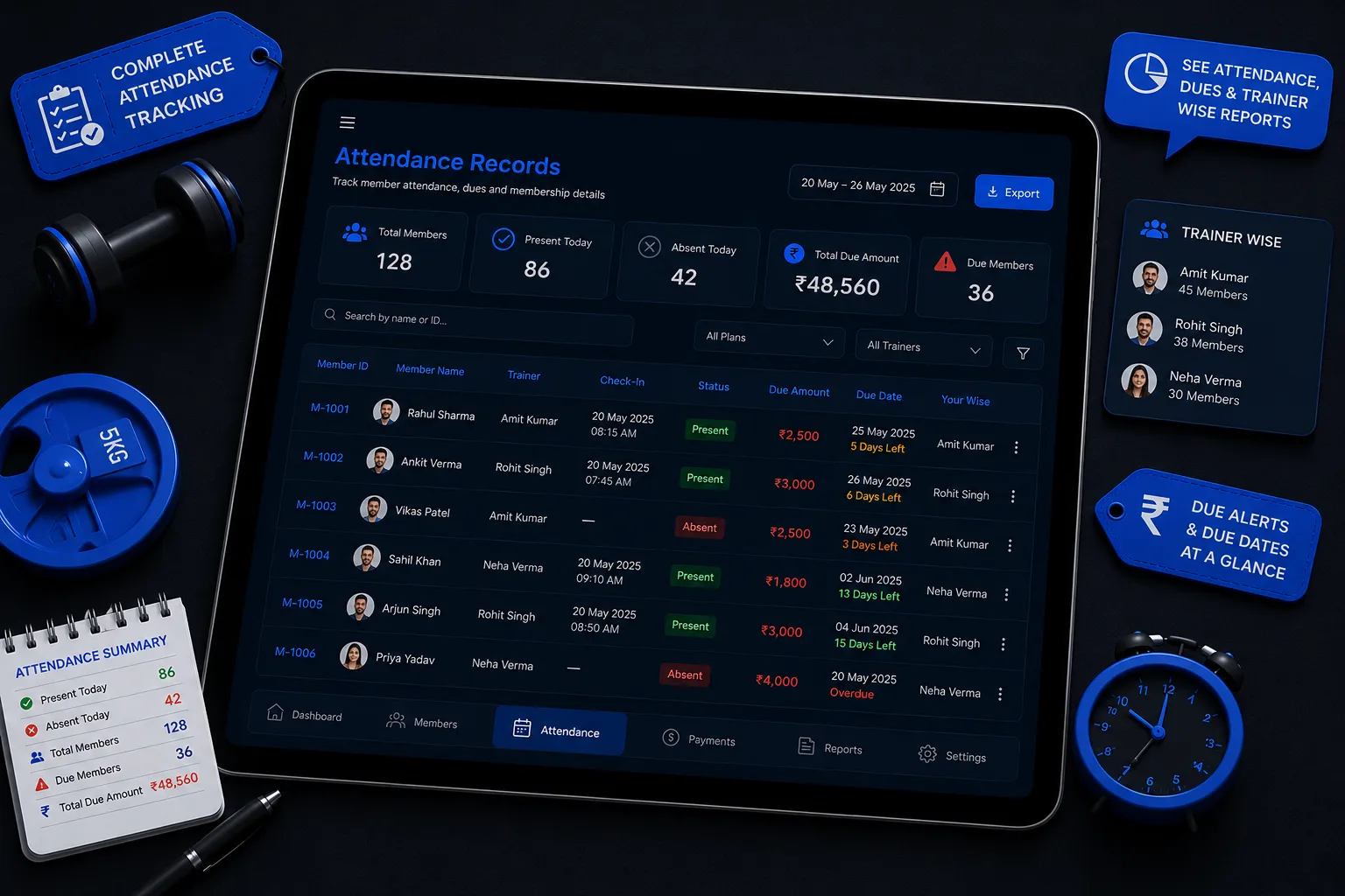 Attendance records dashboard